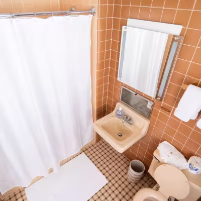Shower and sink in the Angler Room bathroom