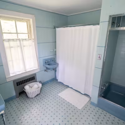 Walk-in shower in the Blue Ridge Suite bathroom