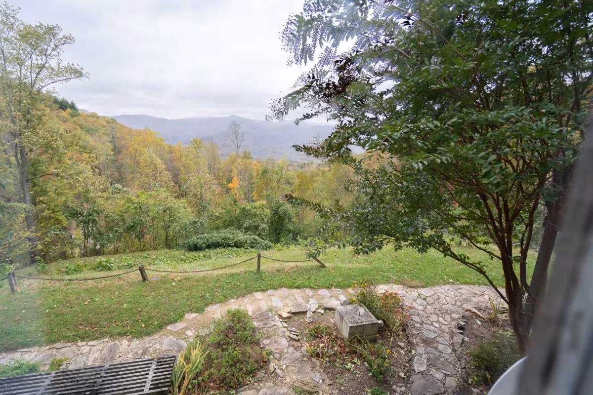 Autumn view across the valley from the lodge lawn