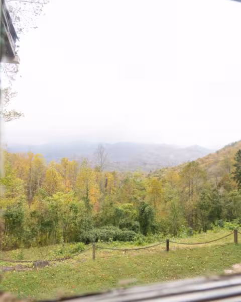 Fall view framed by the Grand Patio